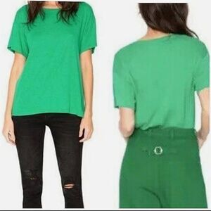 Sandrine Rose Green Short Sleeve Scoop Neck T-Shirt Size X-Small NWOT